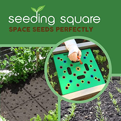 Seeding Square – The Original Seed Sowing Template for Maximum Harvest - Square Foot Gardening Tool Kit – Includes: Colour Coded Seed Spacer & Magnetic Seed Dibber/Seed Ruler/Seed Spoon & Vegetable Planting Guide